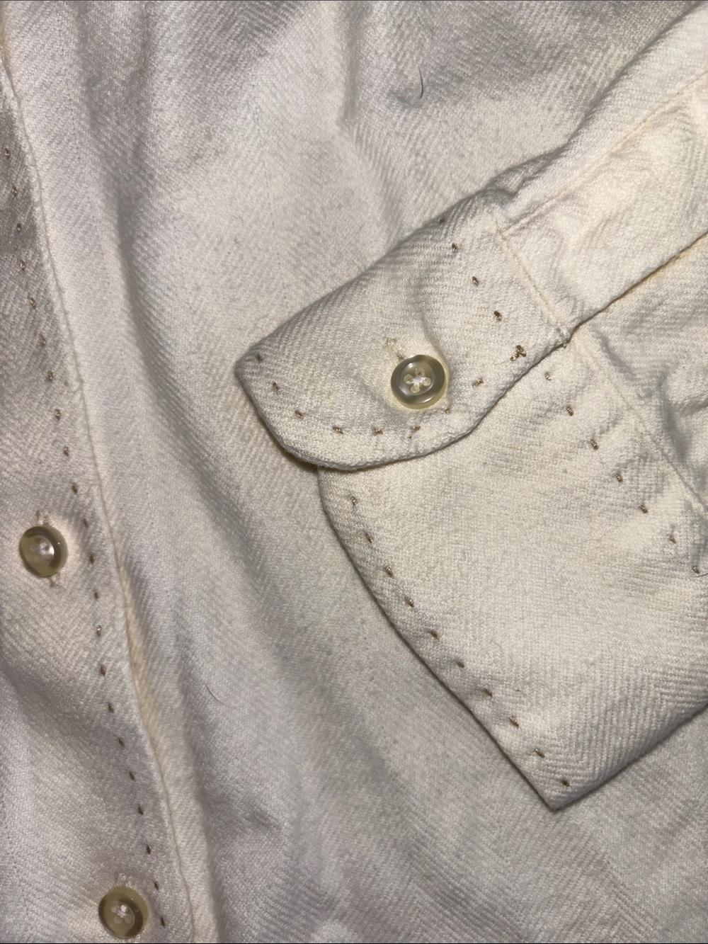 Lands End Portuguese Flannel Shirt Women’s Cotton Button Up Ivory Cream Size 2X - Picture 9 of 10